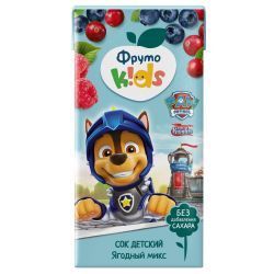 ФрутоKids Сок Ягодный Микс из Яблок,Черноплодной Рябины,Малины,Клюквы и Черники {с 8 мес} 0,2л