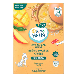 ФрутоНяня Каша Пшённо-Рисовая с Кусочками Манго с Пребиотиком без Молока {с 12 мес} 200г