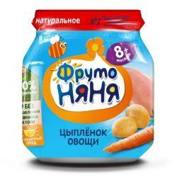 ФрутоНяня Пюре из Цыпленка Рис,Морковь,Картоф {с 8 мес} ст/б 100г.