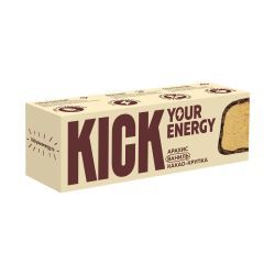 KICK YOUR ENERGY Батончик Арахис с Ванилью и Какао (Крупка) 45гр KICK YOUR ENERGY Батончик Арахис с Ванилью и Какао (Крупка) 45гр