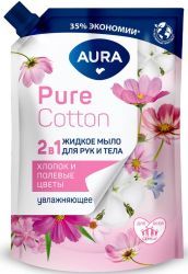Aura Pure Cotton Жидкое Мыло 2в1 для Рук и Тела (Хлопок/Полевые цветы) {Дой-пак} 450мл