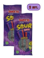 SWEETO Мармелад Жевательный Супер Кислый Ремешок Виноград 75г-2шт
