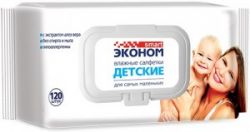 Эконом Smart N120 Влажные Салфетки Детские c Алоэ с Клапаном 120шт