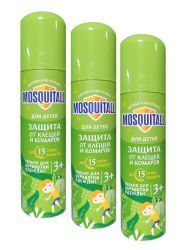 MOSQUITALL Аэрозоль Нежная Защита для Детей от Клещей {с 3 лет} 150мл - 3 шт.