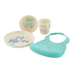 Набор детской посуды Play with Me (тарелка, миска, стакан, нагрудник) 4шт