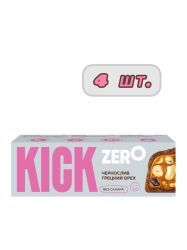 KICK ZERO Батончик Арахис, Изюм, Чернослив и Грецкий Орех в Шоколаде Без Сахара 45гр-4шт