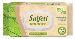 Salfeti N 72 Влажные универсальные салфетки (серия ECO biologico) с пластиковым клапаном 72шт