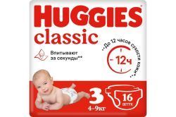 Huggies Classic Подгузники 3 (16шт) 4-9кг