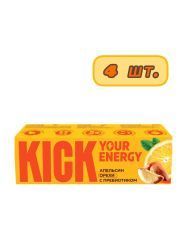 KICK YOUR ENERGY Батончик Апельсином, Орехами и Пребиотиком 35гр-4шт