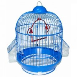 N1 Клетка для птиц, 23*35, круглая, укомплектованная, наружные кормушки