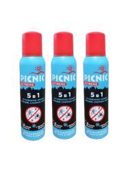 Picnic Extreme Аэрозоль 5 в 1 от Комаров, Мошки, Клещей, Слепней, Блох Т150мл - 3 шт.