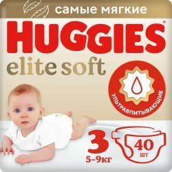 Huggies Elite Soft Подгузники 3 {40шт} 5-9кг