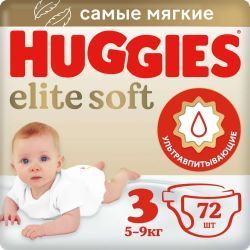 Huggies Elite Soft Подгузники 3 {72шт} 5-9кг
