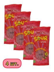 SWEETO Мармелад Жевательный Супер Кислые Палочки Клубника 75г-4шт