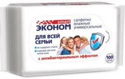 Эконом Smart N100 Влажные Салфетки для Всей Семьи с Антибактериальным Эффектом 100шт