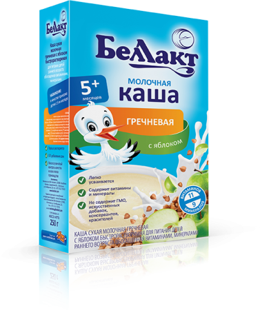 БЕЛЛАКТ Каша Гречневая с Яблоком с Молоком на Зерно-Молочной Основе с Витам. и Минер. {с 6 мес} 250г