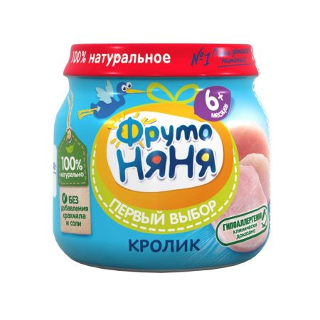 ФрутоНяня Пюре из Кролика {с 6 мес} ст/б 80г.