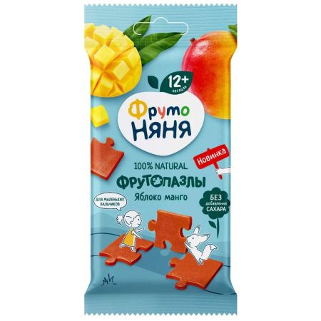 ФрутоНяня Фруктовые Кусочки ПАЗЛЫ из Яблок и Манго {с 12 мес} 20г.