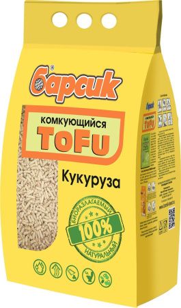Наполнитель для кошачьего туалета Барсик TOFU / ТОФУ Кукурузный Комкующийся 4,54л