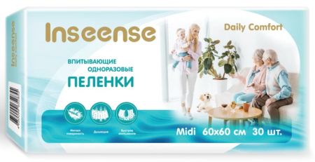 Inseense Пелёнки Daily Comfort Одноразовые 60 60см 665мл 30шт