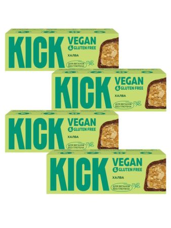 KICK VEGAN&GLUTEN FREE Батончик Халва с Корицей с Семенами Тыквы и Кунжута в Тёмном Шоколаде 45гр-4шт KICK VEGAN&GLUTEN FREE Батончик Халва с Корицей с Семенами Тыквы и Кунжута в Тёмном Шоколаде 45гр-4шт