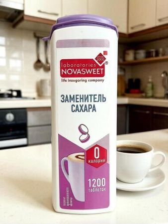 NOVASWEET Заменитель Сахара в Таблетках Ноль Калорий (квадратный дозатор) 1200 табл-4шт