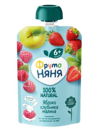 ФрутоНяня Десерт из Яблок, Клубники и Малины {с 6 мес} {Гуалапак} 90г