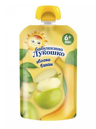 БАБУШКИНО ЛУКОШКО Пюре Яблоко и Банан {с 6 мес} б/сах 90г