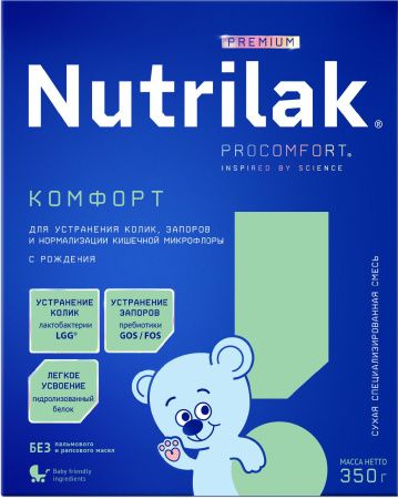 NUTRILAK Premium Комфорт - Специализ. Смесь {с рождения} устр. Колики, Запоры 350г