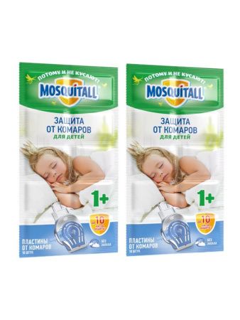MOSQUITALL Пластины Нежная Защита для Детей от Комаров {с 3 лет} (48шт в блоке) Т10шт - 2 шт.