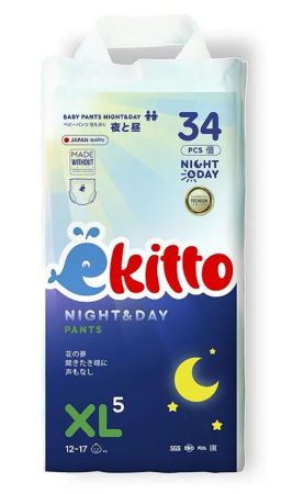 Ekitto Трусики-подгузники Night-Day (XL) 34 шт 12-17кг