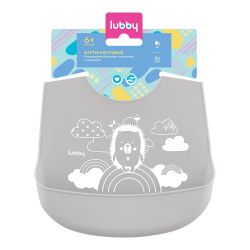 Lubby Нагрудник пластиковый с кармашком (белый/голубой)