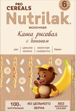 NUTRILAK Premium Каша PROCEREALS Рисовая с Бананом Цельнозерновая с Молоком {с 6 мес} 200г