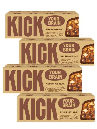 KICK YOUR BRAIN Батончик Финиковый с Фундуком в Тёмном Шоколаде 45гр-4шт