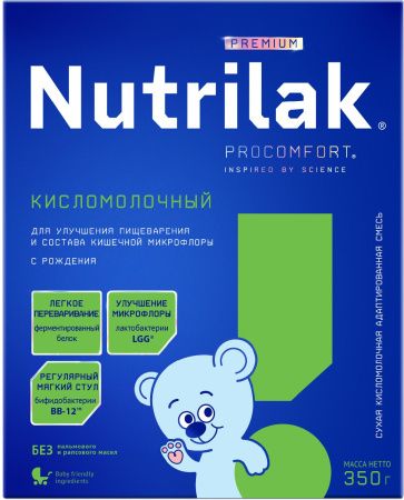 NUTRILAK Premium Кисломолочный Смесь {с рождения} для проф. Дисбактериоза, улучш. Пищев-я 350г
