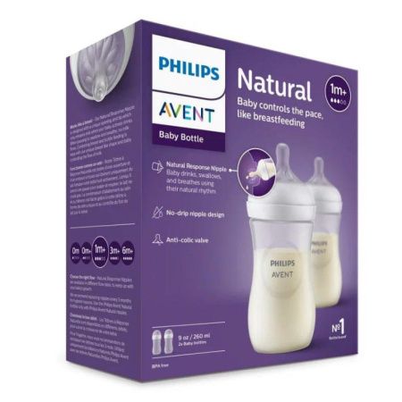 Бутылочка для кормления Philips Avent SCY903/02 Natural Response от 1 месяца, 250мл, 2 шт