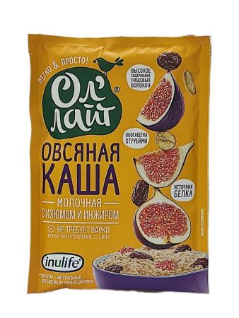 Ол'Лайт Каша Овсяная с Изюмом и Инжиром с Молоком 40 гр-6шт