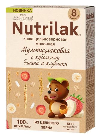 NUTRILAK Premium Каша PROCEREALS Мультизлаковая с Кусочками Банана и Клубники. с Молоком {с 8 мес} 200г