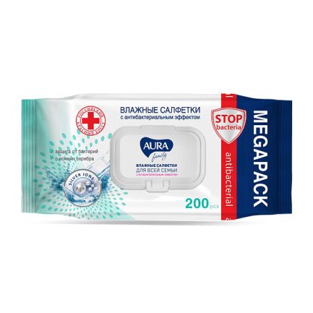 Aura Family Влажные салфетки для Всей Семьи с крышкой 200шт