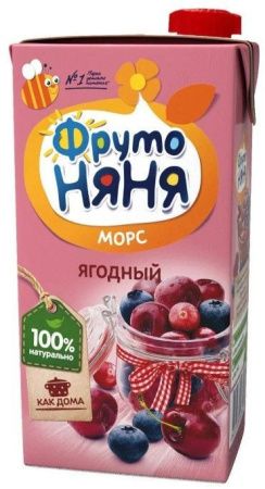 ФрутоНяня Морс из Клюквы,Черники и Вишни неосветл. {с 3 лет} 0,5л