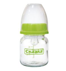 Сказка Рожок стеклянный с цветным рисунком и силиконовой соской 60мл