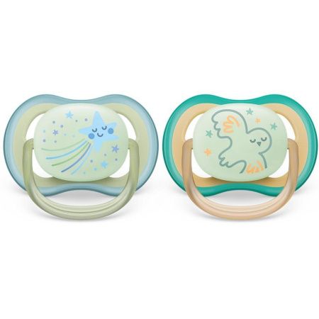 Avent Пустышка силиконовая ночная Ultra Air (Звезда /Сова) 0-6мес 2шт Avent Пустышка силиконовая ночная Ultra Air (Звезда /Сова) 0-6мес 2шт