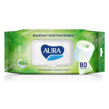 Aura Ultra Comfort Влажная туалетная бумага без крышки 80шт