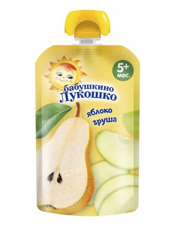 БАБУШКИНО ЛУКОШКО Пюре Груша и Яблоко {с 5 мес} б/сах 90г