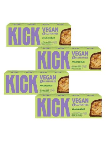 KICK VEGAN&GLUTEN FREE Батончик Арахисовый в Тёмном Шоколаде 45гр - 4 шт. KICK VEGAN&GLUTEN FREE Батончик Арахисовый в Тёмном Шоколаде 45гр - 4 шт.