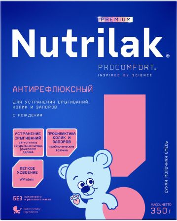 NUTRILAK Premium Антирефлюксный Смесь {с рожд.} для Лечения Колик, Срыгиваний и Запоров 350г