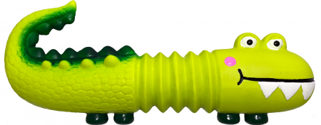 N1 Игрушка для собак Крокодил зеленый с пищалкой, латекс, 15,0 см