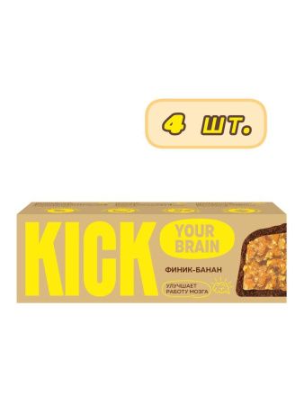 KICK YOUR BRAIN Батончик Финиковый с Бананом в Шоколаде 45гр - 4шт KICK YOUR BRAIN Батончик Финиковый с Бананом в Шоколаде 45гр - 4шт