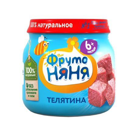 ФрутоНяня Пюре из Телятины {с 6 мес} ст/б 80г.