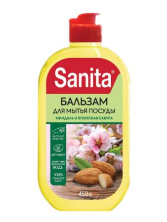 Sanita Бальзам для мытья посуды Pure (Миндаль/Японская сакура) Крышка 450г